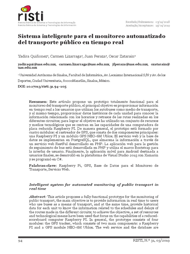 Sistema Inteligente para El Monitoreo Automatizado Del Transporte ...