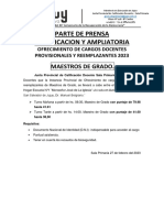 Parte de Prensa-Rectificación y Ampliatoria-Ofrecimiento Provicionales y Reemplazantes - 041