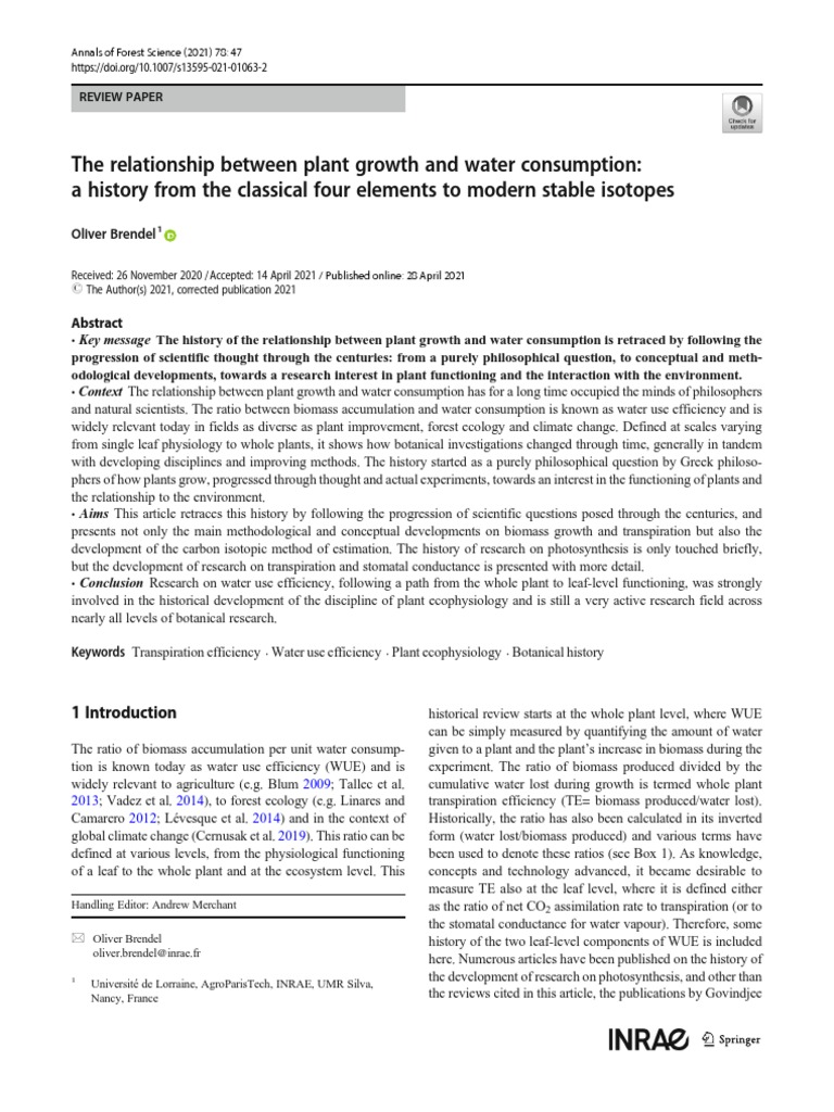 The Relationship Between Plant Growth and Water Consumption | PDF ...
