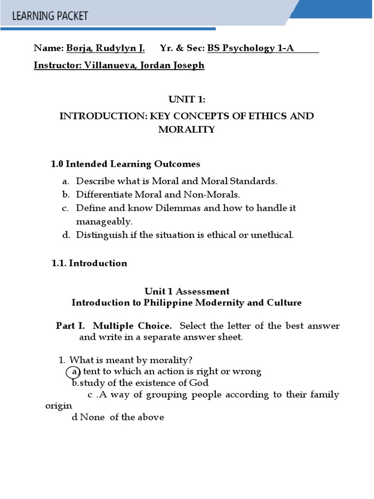 Key Concepts of Ethics and Morality | PDF | Morality | Psychology