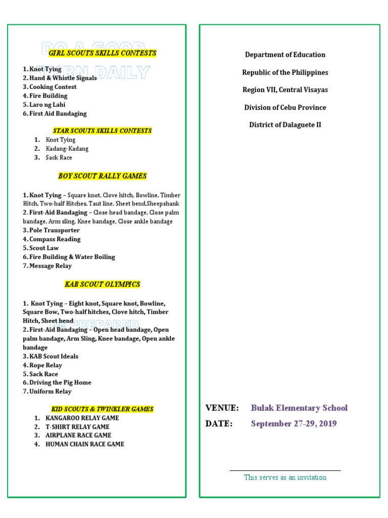 BSP & GSP Skills Contest Overview | PDF | Knot