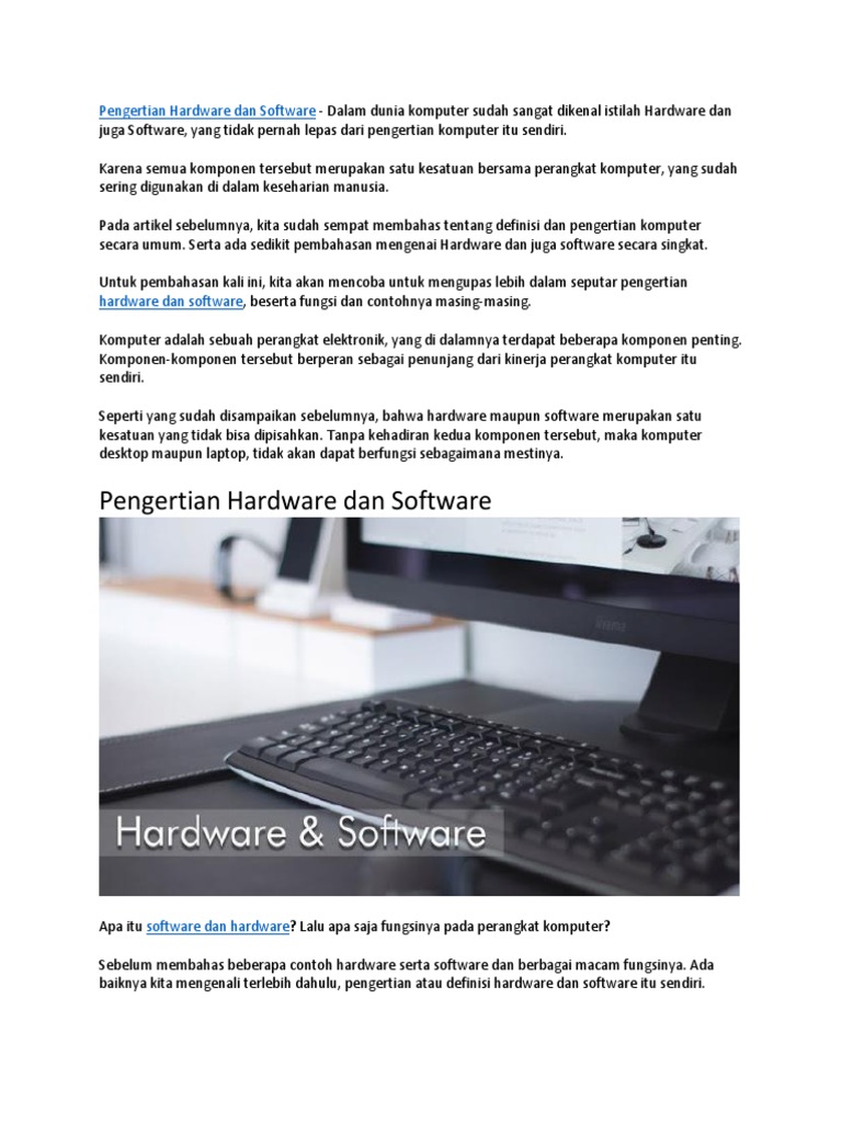 Pengertian Hardware dan Software Komputer | PDF
