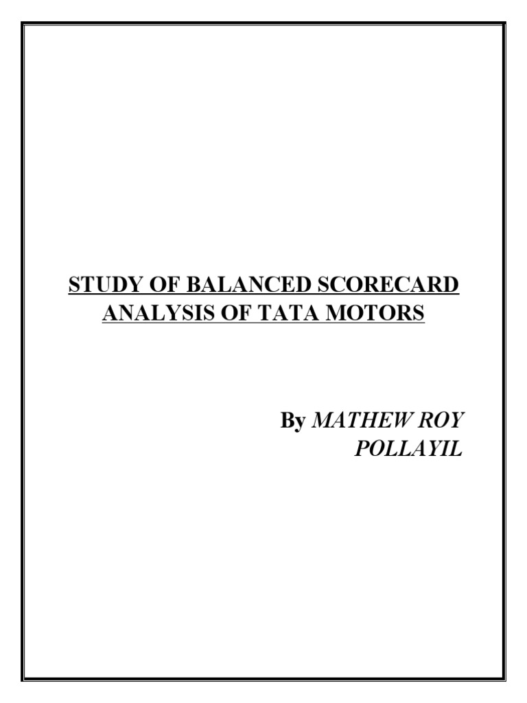 Balance Scorecard Analysis of Tata Motors PDF Economies Business