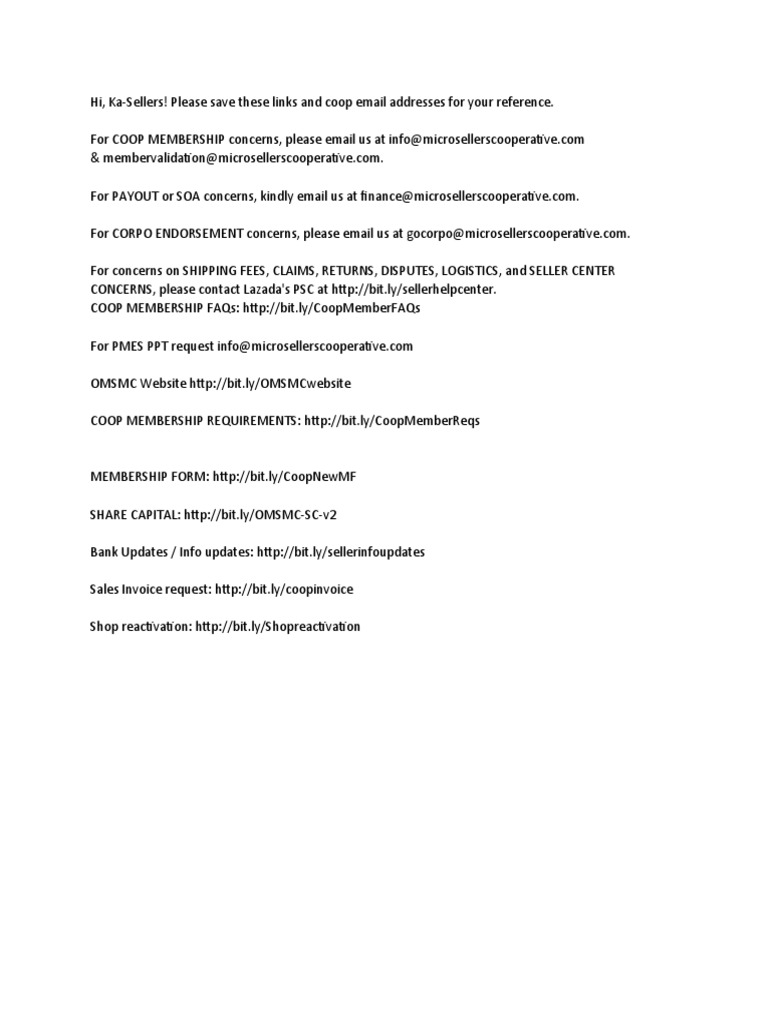 Essential Contacts for Coop Members | PDF | Business