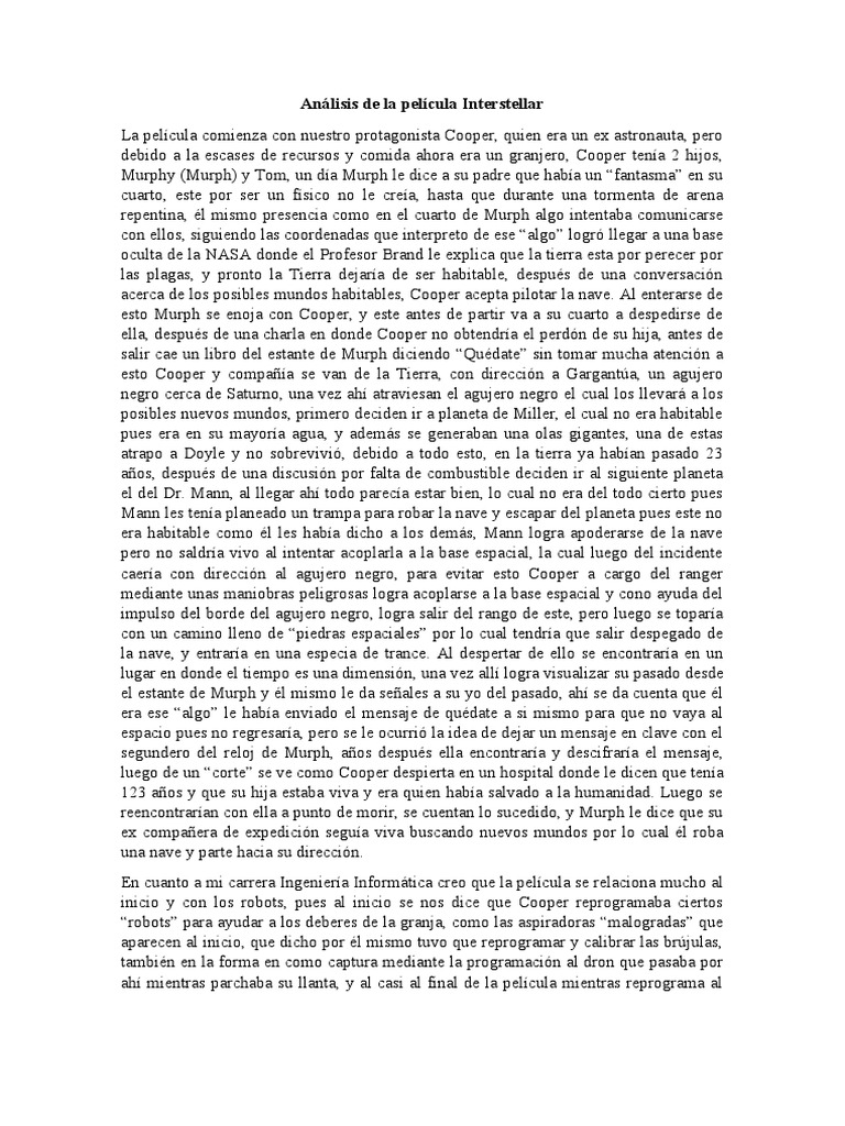 Análisis de la película Interstellar | PDF | Clásicos