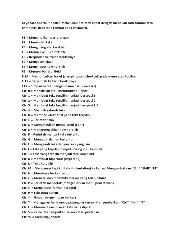Keyboard shortcut pdf