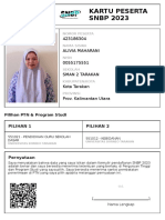 Kartu Peserta SNBP 2023: 423186304 Alivia Maharani 0055175551 Sman 2 Tarakan Kota Tarakan Prov. Kalimantan Utara