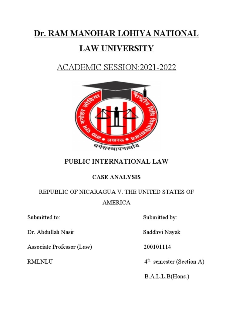 Public International Law Project Pdf Sandinista National Liberation