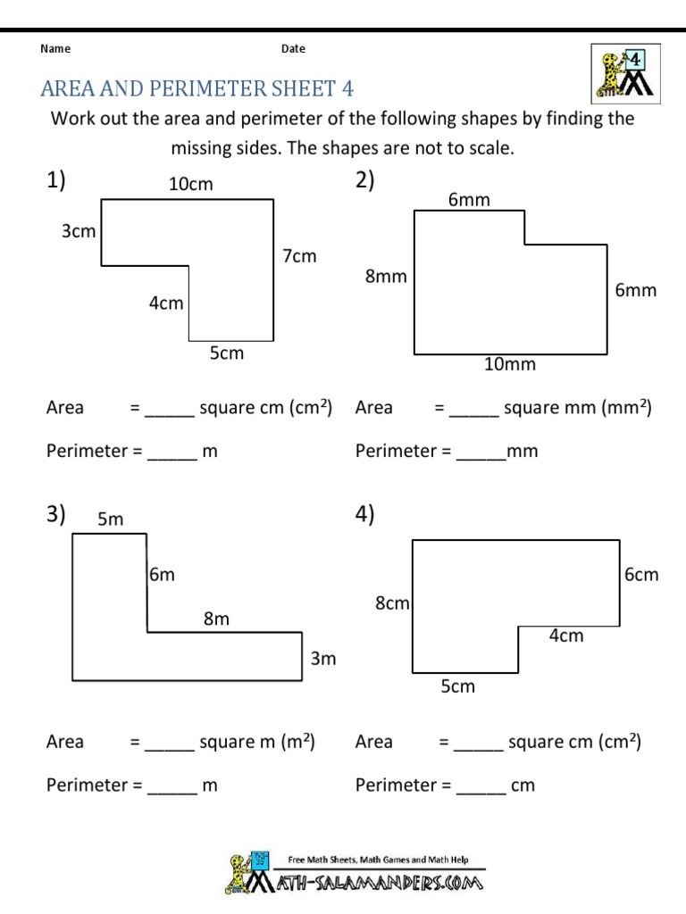 Area Perimeter 4 | PDF for Free Printable Area And Perimeter Worksheets