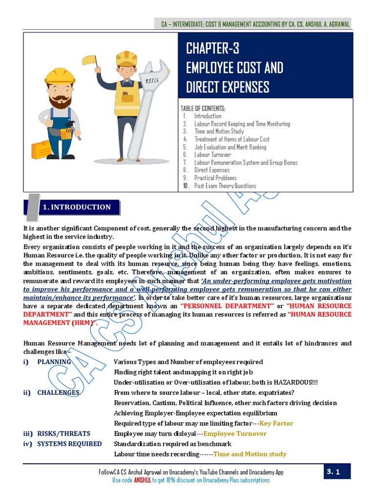 Chapter-3 Employee Cost | PDF | Cost Of Living | Overtime