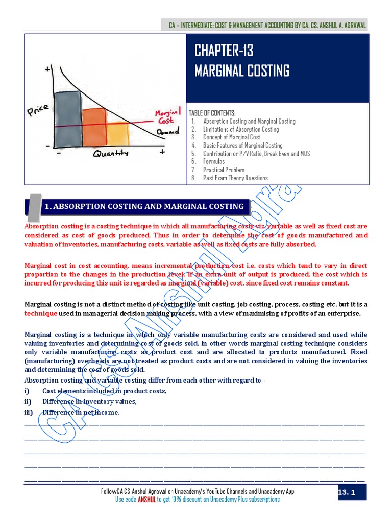 Marginal Costing Techniques Explained | PDF | Marketing | Accounting