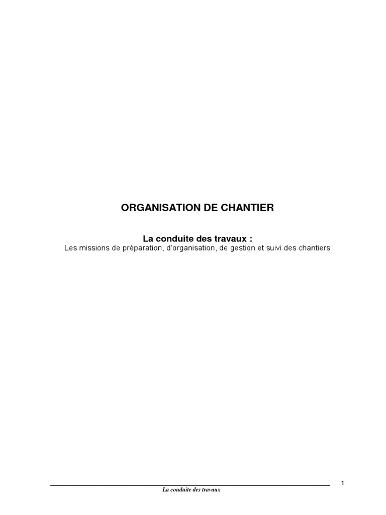 Organisation et Gestion de Chantier | PDF