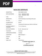Batch Test Certificate: For Berger Paints India LTD | PDF
