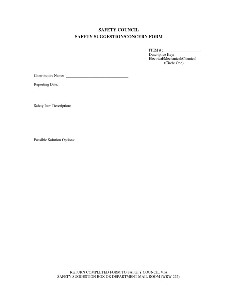 Safety Suggestion/Concern Form | PDF