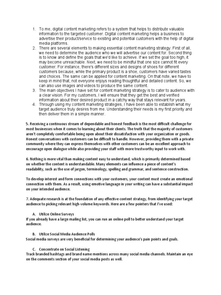 Digital Content Marketing Strategies | PDF | Marketing | Target Audience
