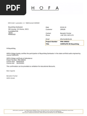 Certificate of Attendance