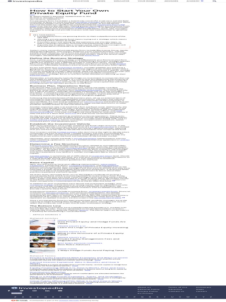 How to Start Your Own Private Equity Fund PDF