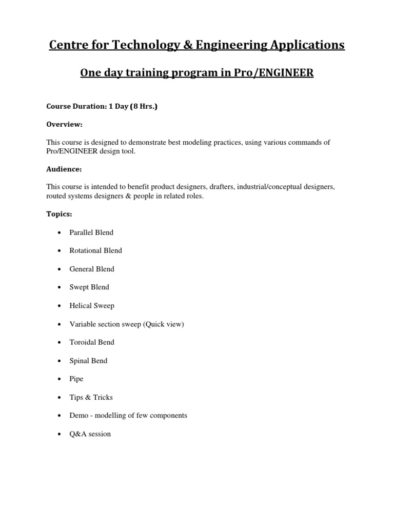Pro/ENGINEER Training for Designers | PDF