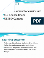 Need Assessment For Curriculum