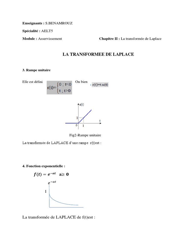 Chapitre II La Transformée de Laplace | PDF | Ordinateurs