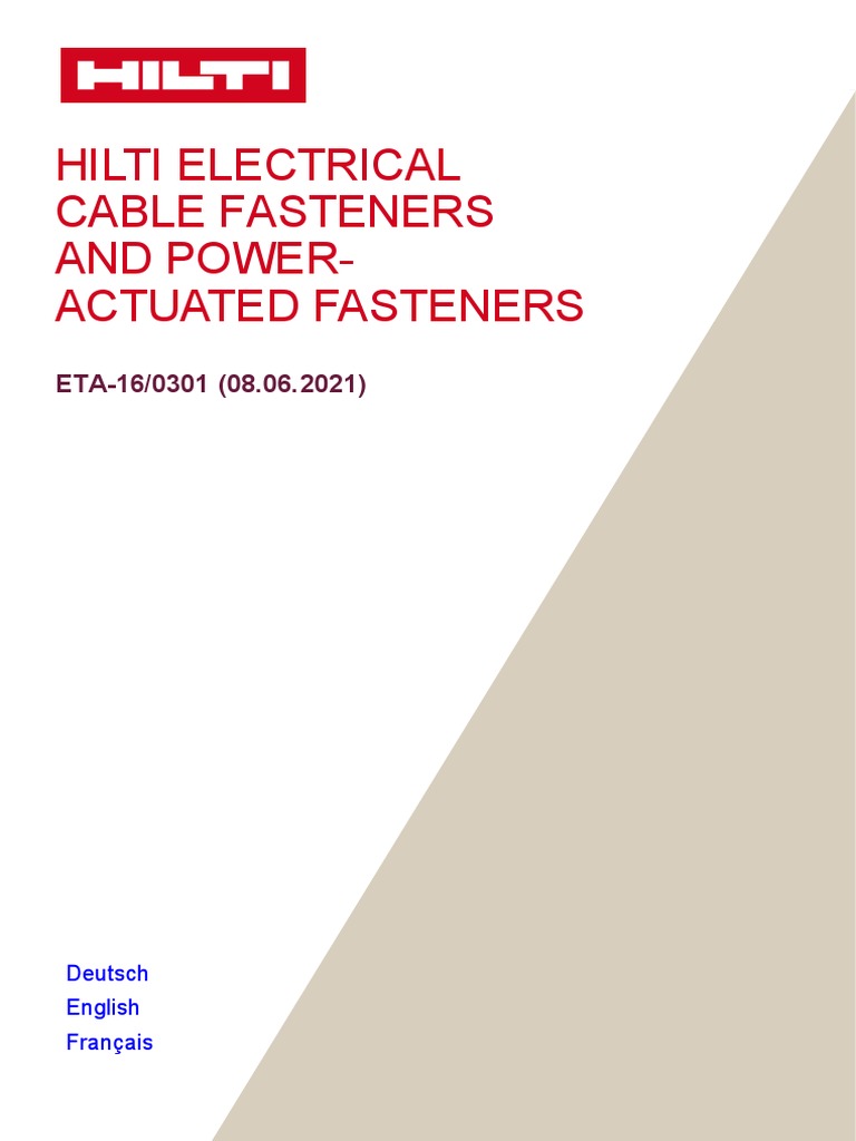 ETA 16 0301 For Electrical Cable Fasteners and Powder Actuated ...