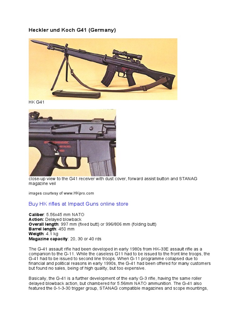 Overview of Heckler & Koch G41 Rifle | PDF