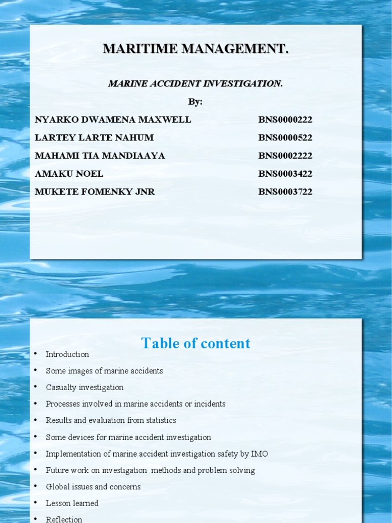 Marine Accident Investigation Overview | PDF | Risk