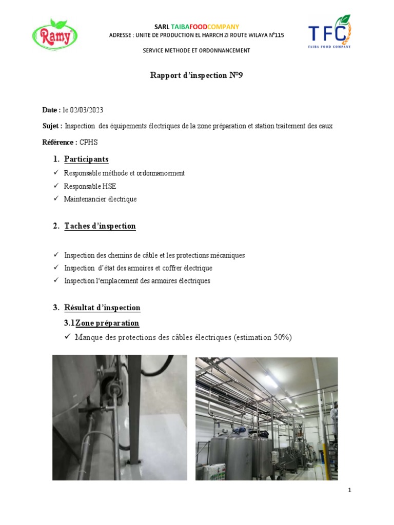 Rapport D'inspection N°9 | PDF