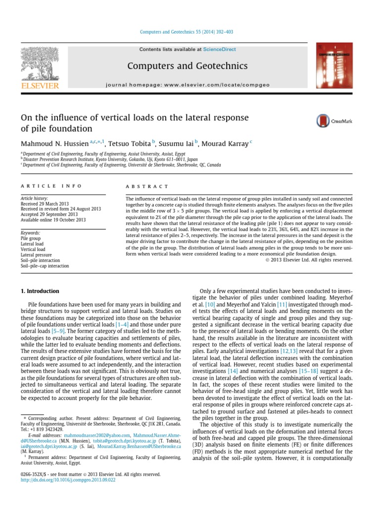 Vertical Loads Impact on Pile Lateral Response | PDF | Geotechnical ...