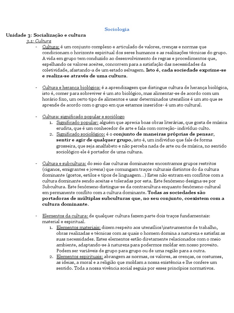Sociologia | PDF | Sociedade | Aprendizado
