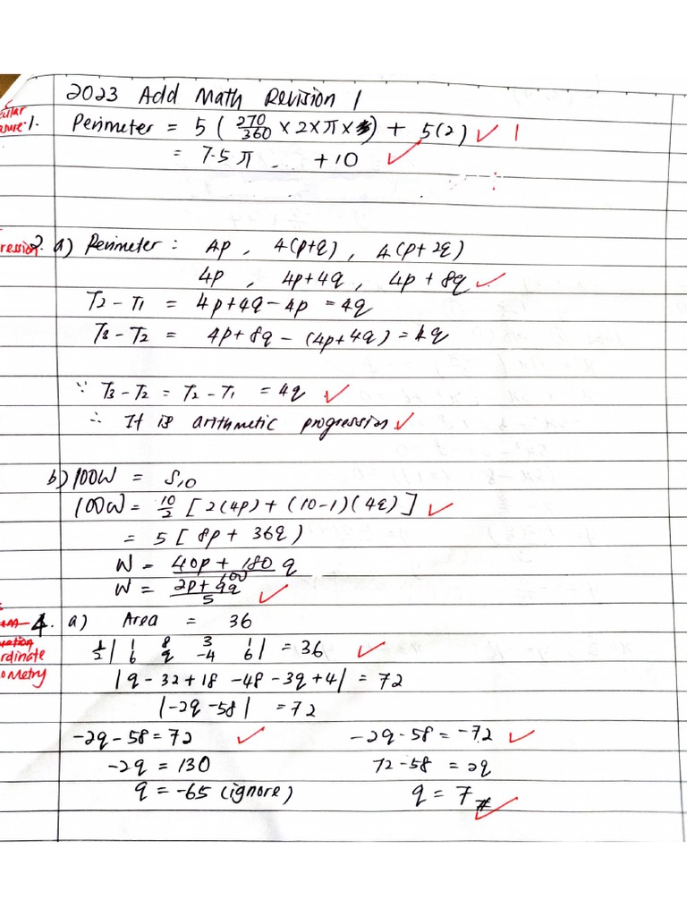2023 Add Math Revision 1 Answers | PDF