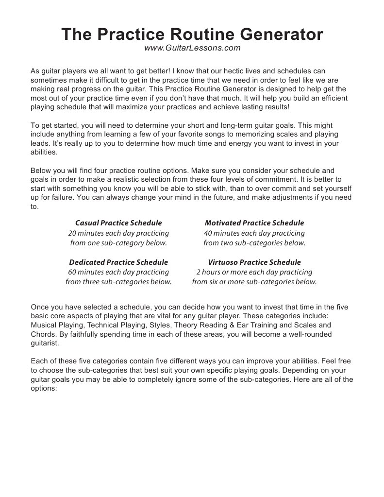 Guitar Practice Routine Planner | PDF | Chord (Music) | Scale (Music)