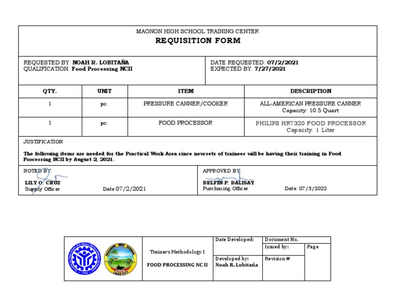 Lobitana - MTF - Requisition Form | PDF