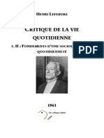 LEFEBVRE Henri - Critique de La Vie Quotidienne II