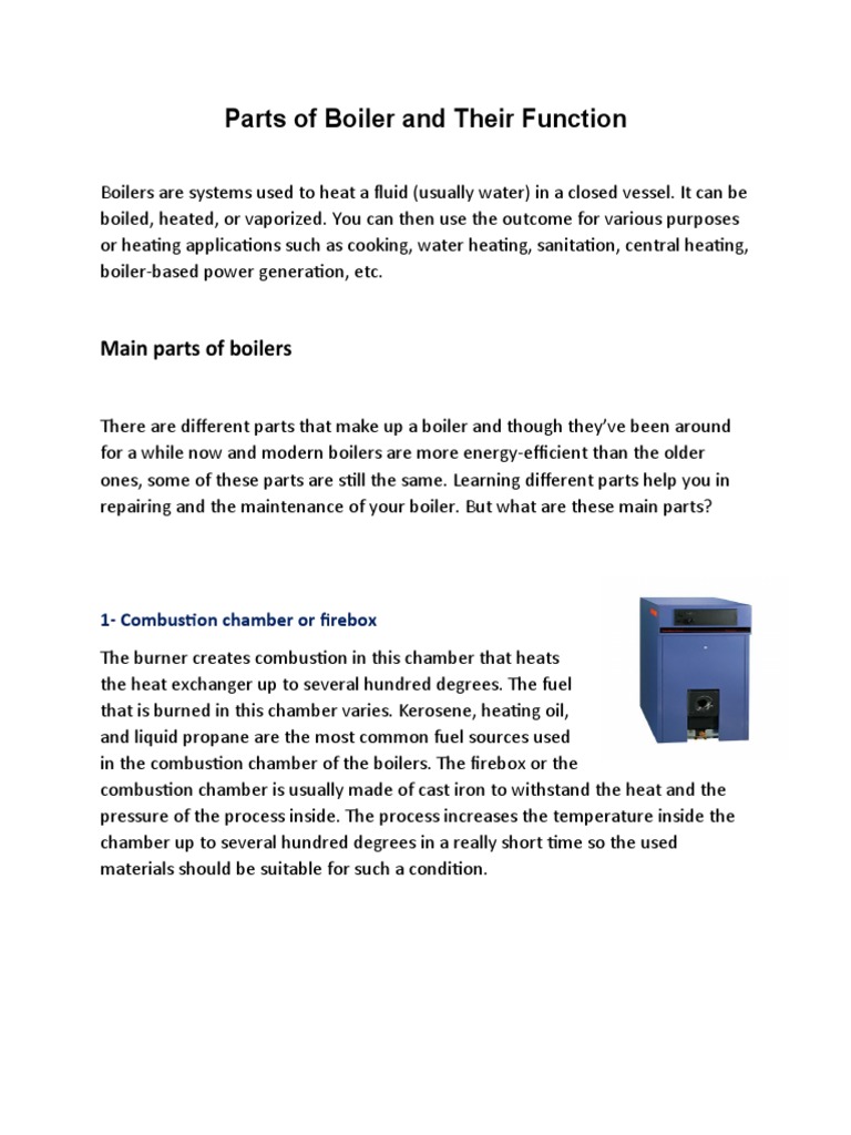 Parts of Boiler and Their Function | PDF | Boiler | Combustion