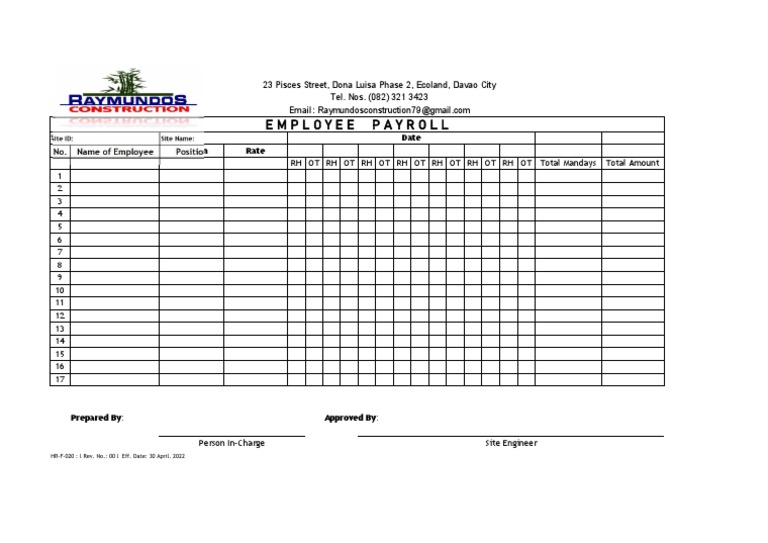Payroll Form | PDF