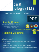1 - STS - Science, Technology and Society - Introduction, Historical Antecedents