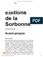 2 - La Cité Des Réseaux - Avant-Propos - Éditions de La Sorbonne
