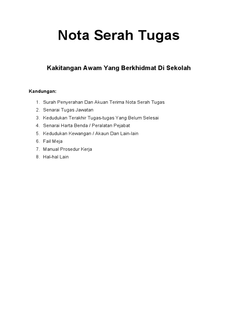 Nota Serah Tugas | PDF