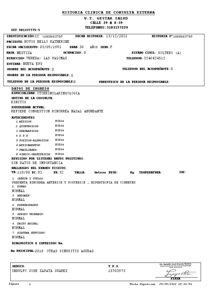 Historia para Otoc | PDF | Cuidado de la salud | Ciencias de la Salud