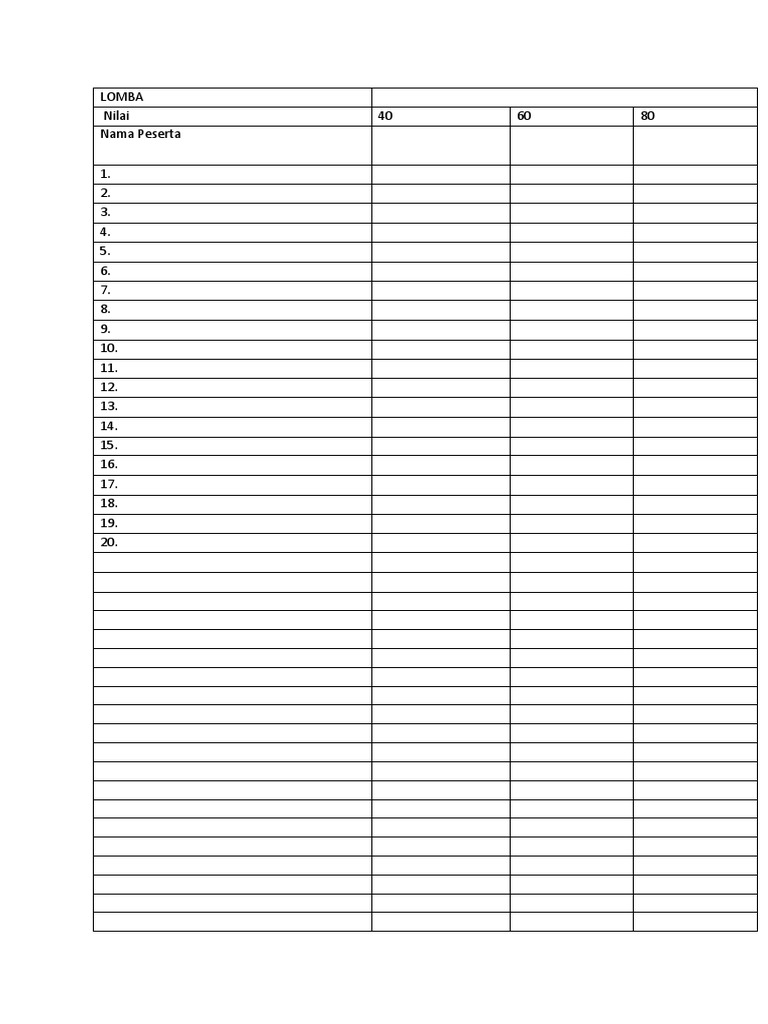 Form Penilaian Lomba PDF