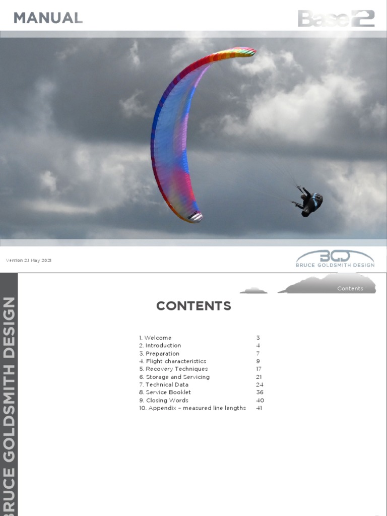 BGD BASE 2 Paraglider Manual | PDF | Parachute | Flight
