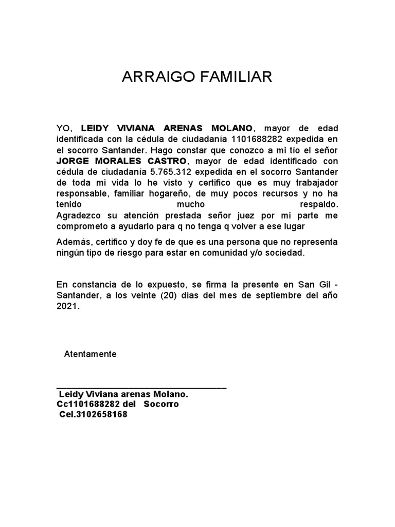 Arraigo Familiar Pdf