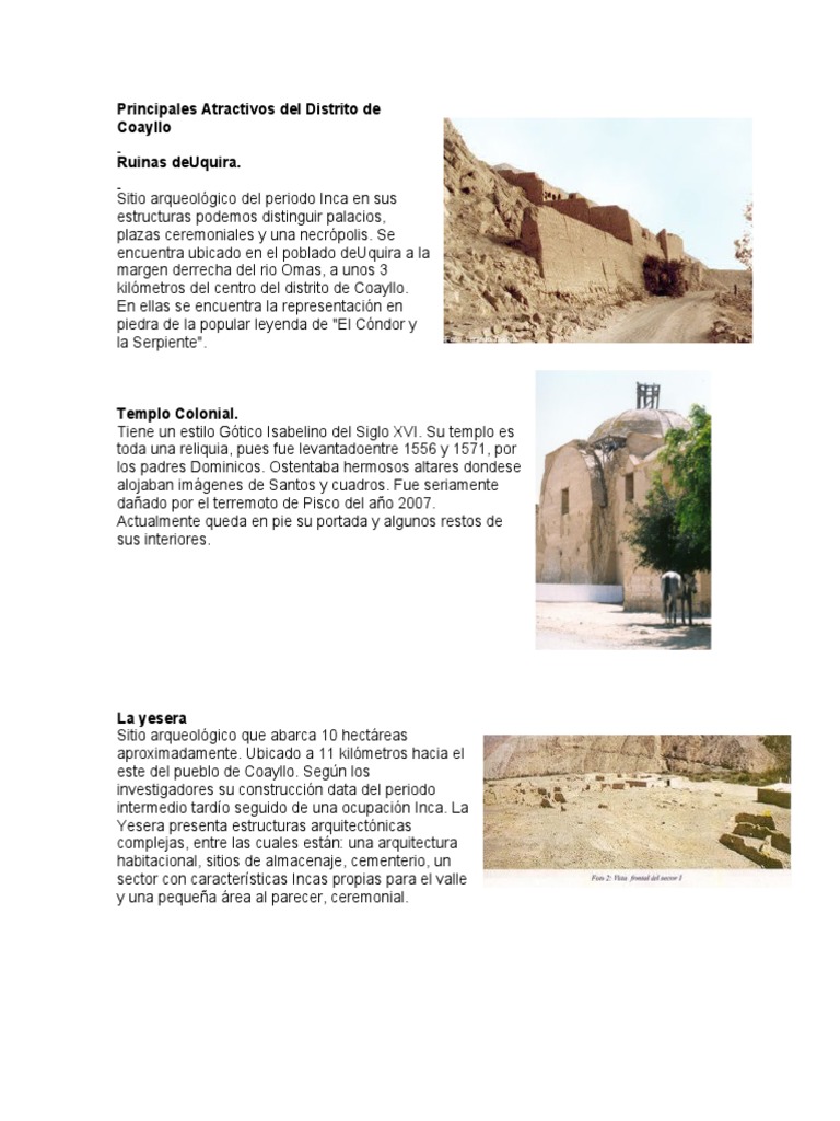 Principales Atractivos Del Distrito de Coayllo PDF