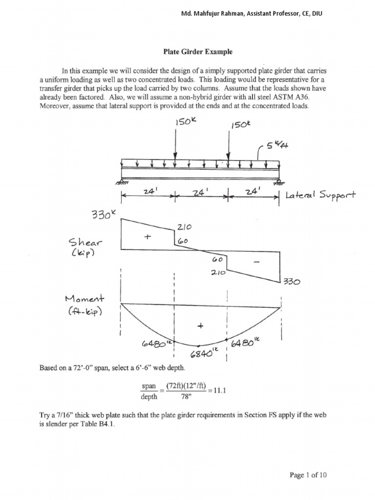 Plate Girder Example PDF