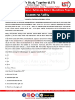 RBI Grade B 2021 Phase-I Memory Based Questions Papers - Reasoning Ability