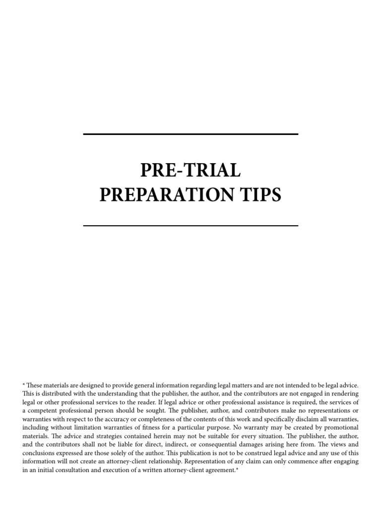 Pre Trial Preparation Tips Pdf