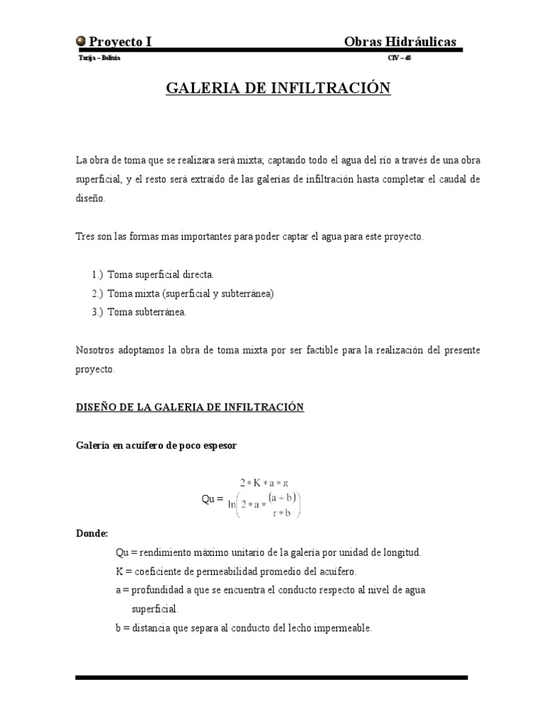 Galeria de Infiltración Si PDF Permeabilidad (Ciencias de la Tierra