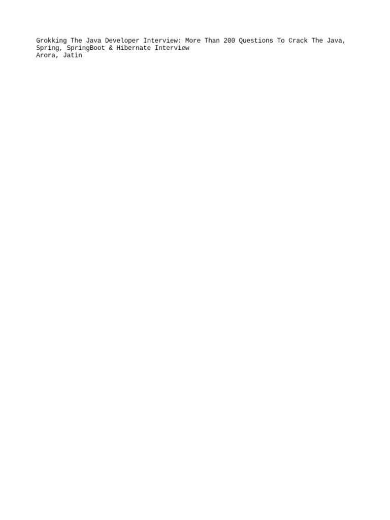 Grokking The Java Developer Interview - More Than 200 Questions To ...