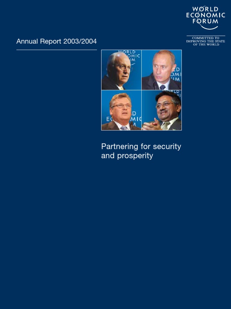 World Economic Forum - Annual Report 2003/2004 | PDF | World Economic Forum  | New Partnership For Africa's Development